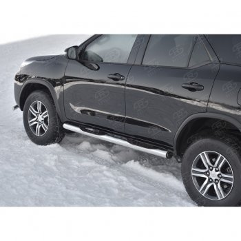 22 549 р. Пороги труба d76 с накладкой (v2) SLITKOFF  Toyota Fortuner  AN160 (2015-2025) дорестайлинг, рестайлинг  с доставкой в г. Майкоп. Увеличить фотографию 3
