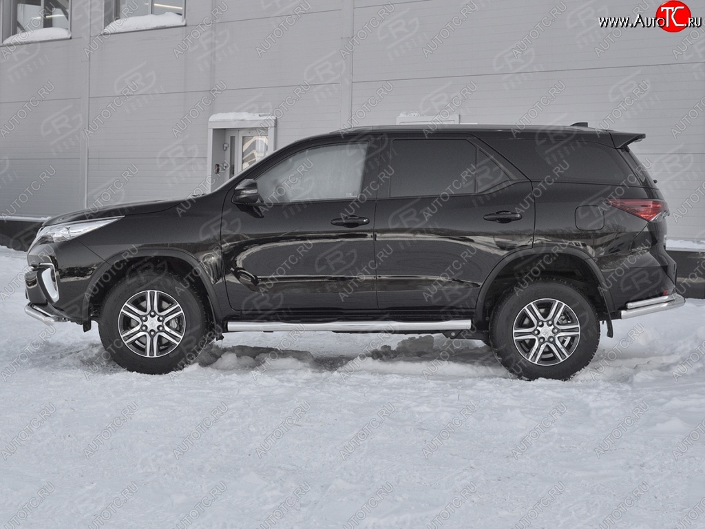 22 549 р. Пороги труба d76 с накладкой (v2) SLITKOFF  Toyota Fortuner  AN160 (2015-2025) дорестайлинг, рестайлинг  с доставкой в г. Майкоп