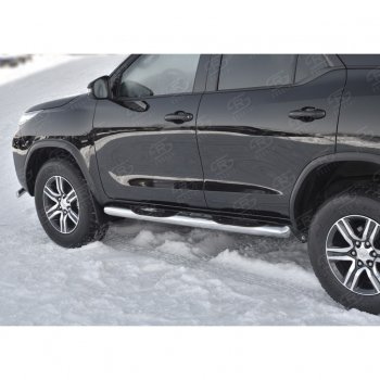 24 549 р. Пороги труба d76 с накладкой (v3) SLITKOFF  Toyota Fortuner  AN160 (2015-2025) дорестайлинг, рестайлинг  с доставкой в г. Майкоп. Увеличить фотографию 4