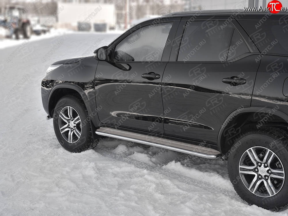 35 549 р. Пороги из трубы d42 с листом (Лист нерж, проф. нерж) SLITKOFF (вариант 3)  Toyota Fortuner  AN160 (2015-2025) дорестайлинг, рестайлинг  с доставкой в г. Майкоп
