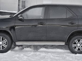 35 549 р. Пороги из трубы d42 с листом (Лист нерж, проф. нерж) SLITKOFF (вариант 3)  Toyota Fortuner  AN160 (2015-2025) дорестайлинг, рестайлинг  с доставкой в г. Майкоп. Увеличить фотографию 4