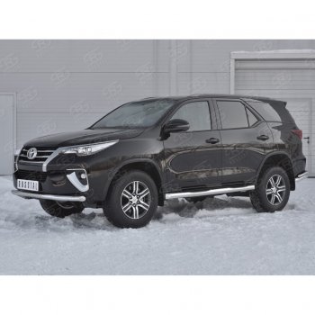 17 699 р. Защита переднего бампера (Ø63 мм, нержавейка) SLITKOFF  Toyota Fortuner  AN160 (2015-2020) дорестайлинг  с доставкой в г. Майкоп. Увеличить фотографию 2