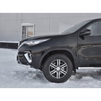 17 699 р. Защита переднего бампера (Ø63 мм, нержавейка) SLITKOFF  Toyota Fortuner  AN160 (2015-2020) дорестайлинг  с доставкой в г. Майкоп. Увеличить фотографию 3