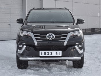 Защита переднего бампера (Ø63 мм, нержавейка) SLITKOFF Toyota Fortuner  AN160 (2015-2020) дорестайлинг