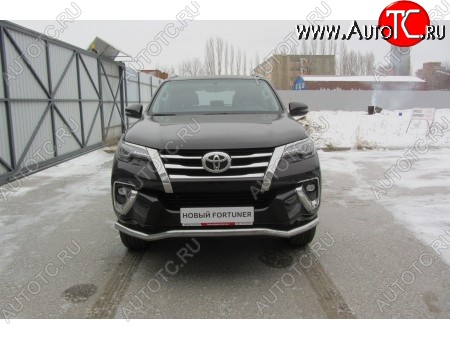 16 949 р. Защита переднего бампера Slitkoff (Ø 57 мм, волна)  Toyota Fortuner  AN160 (2015-2020) дорестайлинг (Нержавеющая сталь)  с доставкой в г. Майкоп