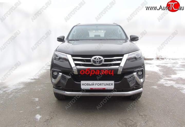 13 449 р. Защита переднего бампер Slitkoff  Toyota Fortuner  AN160 (2015-2020) дорестайлинг (Цвет: серебристый)  с доставкой в г. Майкоп