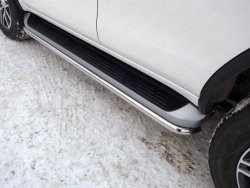 Защита порогов из круглой трубы диаметром 42 мм Slitkoff Toyota Fortuner  AN160 (2015-2025) дорестайлинг, рестайлинг