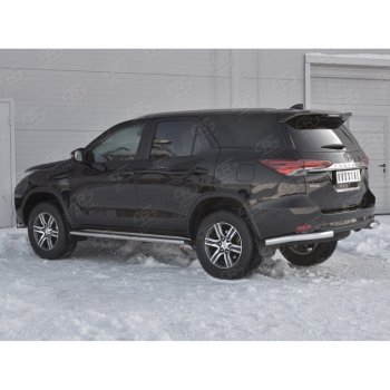 17 499 р. Защита заднего бампера (Ø63 мм уголки, нержавейка) SLITKOFF Toyota Fortuner AN160 дорестайлинг (2015-2020)  с доставкой в г. Майкоп. Увеличить фотографию 2