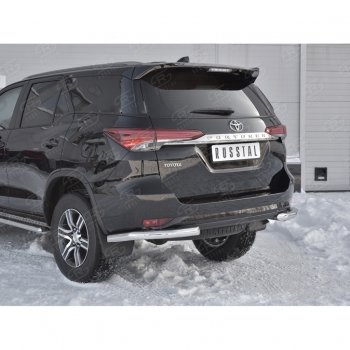 17 499 р. Защита заднего бампера (Ø63 мм уголки, нержавейка) SLITKOFF Toyota Fortuner AN160 дорестайлинг (2015-2020)  с доставкой в г. Майкоп. Увеличить фотографию 4