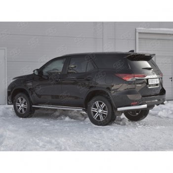 27 499 р. Защита заднего бампера (Ø76 мм уголки, нержавейка) SLITKOFF Toyota Fortuner AN160 дорестайлинг (2015-2020)  с доставкой в г. Майкоп. Увеличить фотографию 2