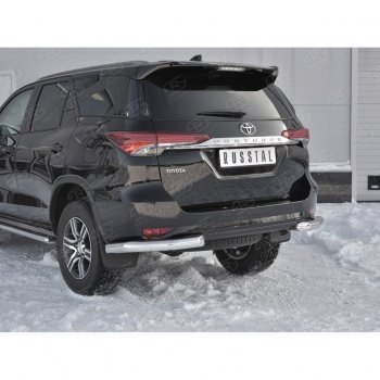 27 499 р. Защита заднего бампера (Ø76 мм уголки, нержавейка) SLITKOFF Toyota Fortuner AN160 дорестайлинг (2015-2020)  с доставкой в г. Майкоп. Увеличить фотографию 4