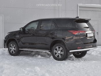 17 699 р. Защита заднего бампера (Ø63 мм, нержавейка) SLITKOFF  Toyota Fortuner  AN160 (2015-2020) дорестайлинг  с доставкой в г. Майкоп. Увеличить фотографию 3
