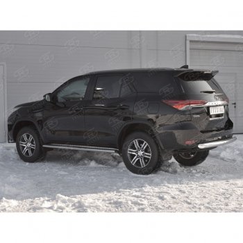 17 999 р. Защита заднего бампера (Ø63 мм короткая, нержавейка) SLITKOFF  Toyota Fortuner  AN160 (2015-2020) дорестайлинг  с доставкой в г. Майкоп. Увеличить фотографию 2