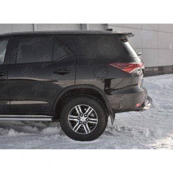 17 999 р. Защита заднего бампера (Ø63 мм короткая, нержавейка) SLITKOFF  Toyota Fortuner  AN160 (2015-2020) дорестайлинг  с доставкой в г. Майкоп. Увеличить фотографию 3