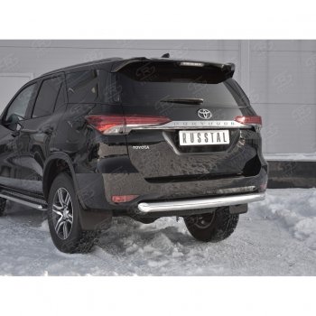 17 999 р. Защита заднего бампера (Ø63 мм короткая, нержавейка) SLITKOFF  Toyota Fortuner  AN160 (2015-2020) дорестайлинг  с доставкой в г. Майкоп. Увеличить фотографию 4