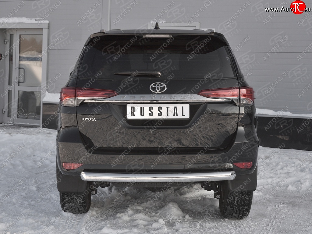 17 999 р. Защита заднего бампера (Ø63 мм короткая, нержавейка) SLITKOFF  Toyota Fortuner  AN160 (2015-2020) дорестайлинг  с доставкой в г. Майкоп