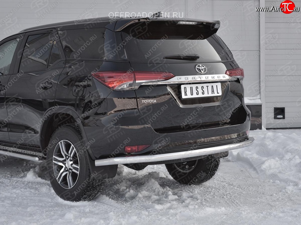 17 699 р. Защита заднего бампера (Ø63 мм, нержавейка) SLITKOFF  Toyota Fortuner  AN160 (2015-2020) дорестайлинг  с доставкой в г. Майкоп