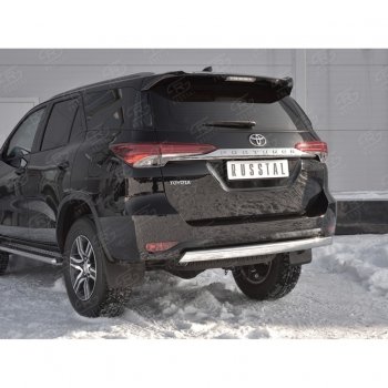 13 699 р. Защита заднего бампера (Ø75х42 мм, нержавейка) Russtal Toyota Fortuner AN160 дорестайлинг (2015-2020)  с доставкой в г. Майкоп. Увеличить фотографию 4