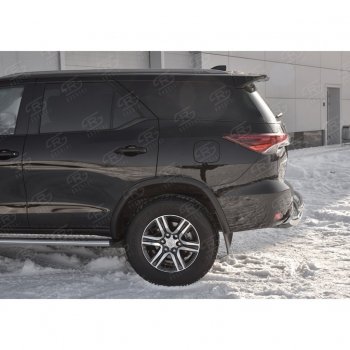 22 499 р. Защита заднего бампера (2 трубы Ø76х42 мм, нержавейка) SLITKOFF Toyota Fortuner AN160 дорестайлинг (2015-2020)  с доставкой в г. Майкоп. Увеличить фотографию 3