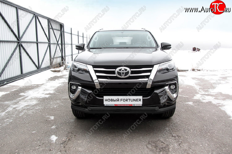 15 899 р. Защита переднего бампера Slitkoff (Ø 76+Ø 57 мм, двойная).  Toyota Fortuner  AN160 (2015-2020) дорестайлинг (Сталь с полимерным покрытием. Цвет: черный)  с доставкой в г. Майкоп