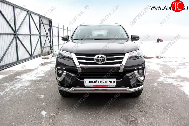 22 699 р. Защита переднего бампера Slitkoff (Ø 76+Ø 57 мм, двойная)  Toyota Fortuner  AN160 (2015-2020) дорестайлинг (Цвет: нержавеющая полированная сталь)  с доставкой в г. Майкоп