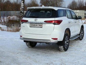 Защита заднего бампера (овальная) ТСС(нержавейка d 75х42 мм) Toyota Fortuner  AN160 (2015-2025) дорестайлинг, рестайлинг