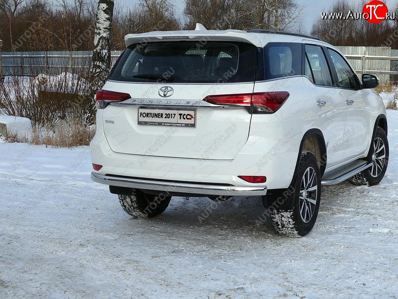 23 899 р. Защита заднего бампера (овальная) ТСС(нержавейка d 75х42 мм) Toyota Fortuner AN160 дорестайлинг (2015-2020)  с доставкой в г. Майкоп
