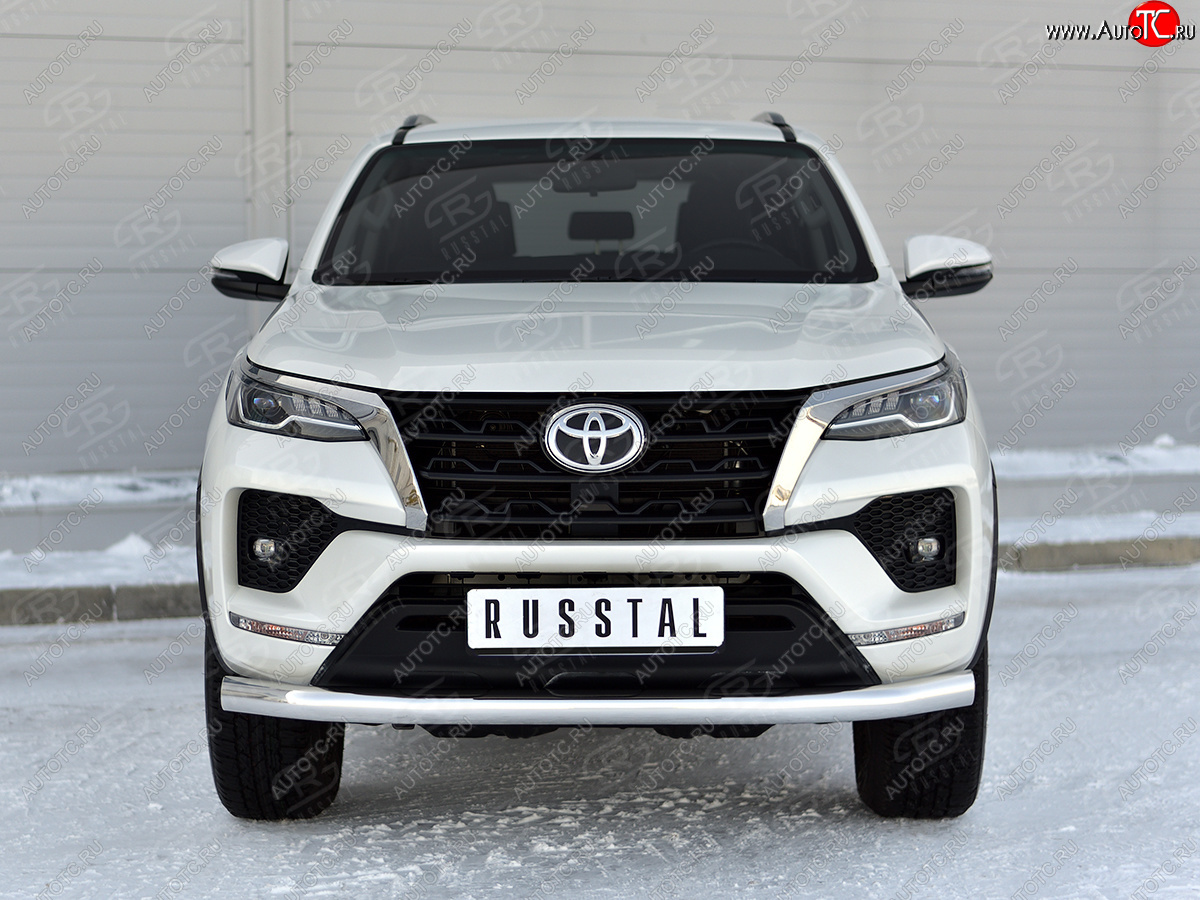 20 949 р. Защита переднего бампера (Ø76 мм, нержавейка) SLITKOFF Toyota Fortuner AN160 рестайлинг (2020-2025)  с доставкой в г. Майкоп