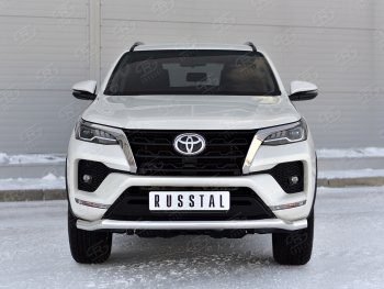 Защита переднего бампера (Ø63 мм, нержавейка) SLITKOFF Toyota Fortuner  AN160 (2020-2025) рестайлинг