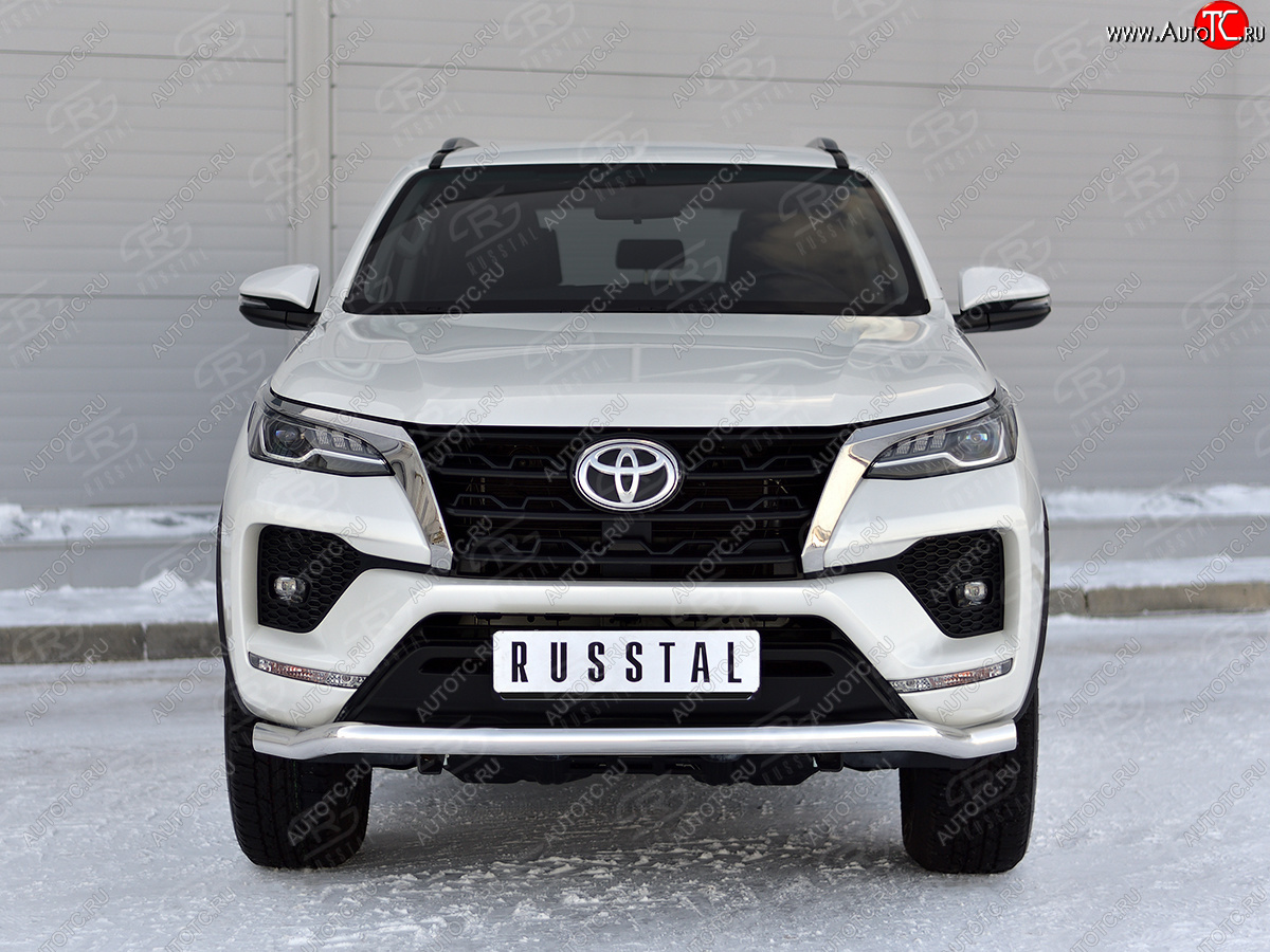 19 799 р. Защита переднего бампера (Ø63 мм, нержавейка) SLITKOFF Toyota Fortuner AN160 рестайлинг (2020-2025)  с доставкой в г. Майкоп