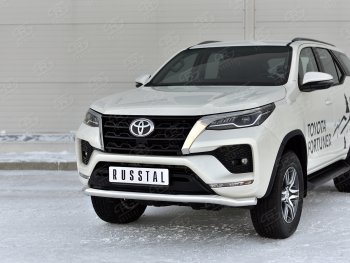19 799 р. Защита переднего бампера (Ø63 мм, нержавейка) SLITKOFF Toyota Fortuner AN160 рестайлинг (2020-2025)  с доставкой в г. Майкоп. Увеличить фотографию 2