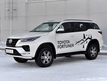 19 799 р. Защита переднего бампера (Ø63 мм, нержавейка) SLITKOFF Toyota Fortuner AN160 рестайлинг (2020-2025)  с доставкой в г. Майкоп. Увеличить фотографию 3