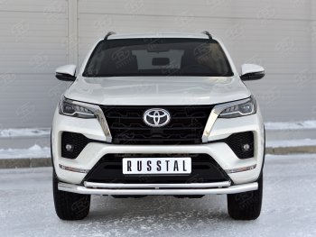 22 999 р. Защита переднего бампера (2 трубы Ø63 и 42 мм, нержавейка) SLITKOFF  Toyota Fortuner  AN160 (2020-2025) рестайлинг  с доставкой в г. Майкоп. Увеличить фотографию 3