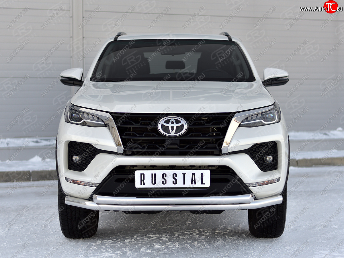 26 549 р. Защита переднего бампера (2 трубы Ø63, нержавейка) SLITKOFF  Toyota Fortuner  AN160 (2020-2025) рестайлинг  с доставкой в г. Майкоп