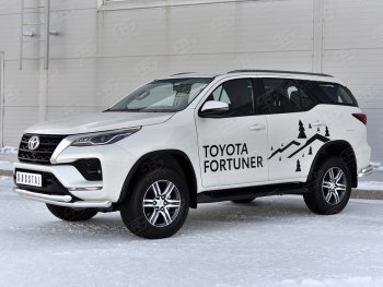 26 549 р. Защита переднего бампера (2 трубы Ø63, нержавейка) SLITKOFF  Toyota Fortuner  AN160 (2020-2025) рестайлинг  с доставкой в г. Майкоп. Увеличить фотографию 3