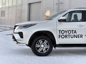 26 549 р. Защита переднего бампера (2 трубы Ø63, нержавейка) SLITKOFF  Toyota Fortuner  AN160 (2020-2025) рестайлинг  с доставкой в г. Майкоп. Увеличить фотографию 4