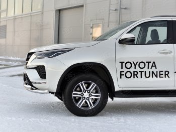 28 999 р. Защита переднего бампера (Ø63 мм с клыками, нержавейка) SLITKOFF Toyota Fortuner AN160 рестайлинг (2020-2025)  с доставкой в г. Майкоп. Увеличить фотографию 4