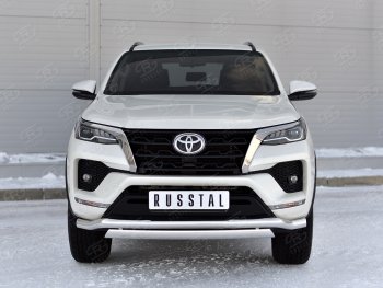 19 799 р. Защита переднего бампера (2 трубы Ø63 и 75х42 мм, нержавейка) Russtal Toyota Fortuner AN160 рестайлинг (2020-2025)  с доставкой в г. Майкоп. Увеличить фотографию 2