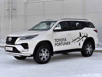 19 799 р. Защита переднего бампера (2 трубы Ø63 и 75х42 мм, нержавейка) Russtal Toyota Fortuner AN160 рестайлинг (2020-2025)  с доставкой в г. Майкоп. Увеличить фотографию 4