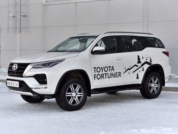 14 499 р. Защита переднего бампера (Ø75х42 мм, нержавейка) Russtal Toyota Fortuner AN160 рестайлинг (2020-2025)  с доставкой в г. Майкоп. Увеличить фотографию 3