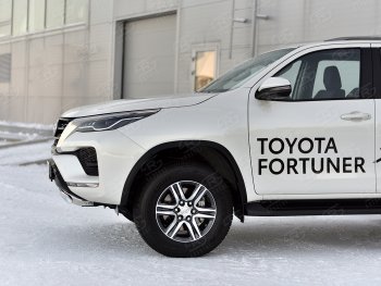 14 499 р. Защита переднего бампера (Ø75х42 мм, нержавейка) Russtal Toyota Fortuner AN160 рестайлинг (2020-2025)  с доставкой в г. Майкоп. Увеличить фотографию 4