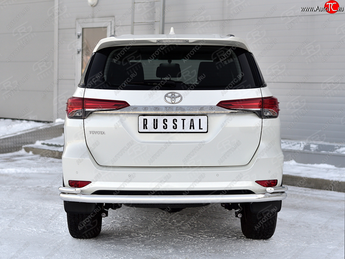 21 399 р. Защита заднего бампера (2 трубы Ø63 и 42 мм, нержавейка) SLITKOFF  Toyota Fortuner  AN160 (2020-2025) рестайлинг  с доставкой в г. Майкоп