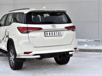 19 799 р. Защита заднего бампера (Ø63 и 42 мм, нержавейка) SLITKOFF  Toyota Fortuner  AN160 (2020-2025) рестайлинг  с доставкой в г. Майкоп. Увеличить фотографию 2