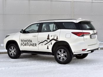 19 799 р. Защита заднего бампера (Ø63 и 42 мм, нержавейка) SLITKOFF  Toyota Fortuner  AN160 (2020-2025) рестайлинг  с доставкой в г. Майкоп. Увеличить фотографию 3