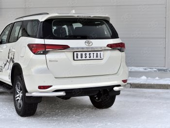 17 949 р. Защита заднего бампера (Ø63 мм уголки, нержавейка) SLITKOFF  Toyota Fortuner  AN160 (2020-2025) рестайлинг  с доставкой в г. Майкоп. Увеличить фотографию 2