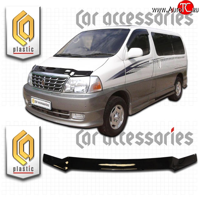 1 999 р. Дефлектор капота CA Plastic  Toyota Granvia  xH10 (1999-2002)  2-ой рестайлинг (Classic черный, Без надписи )  с доставкой в г. Майкоп