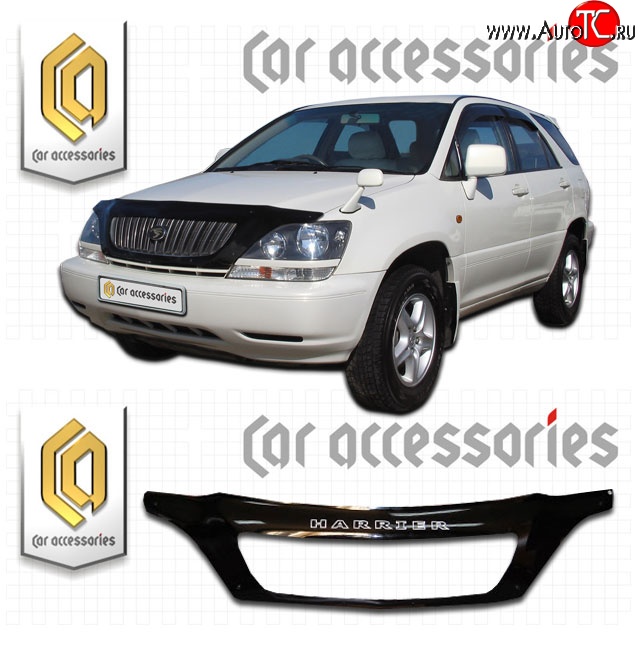 2 599 р. Дефлектор капота CA-Plastic exclusive  Toyota Harrier  XU10 (1997-2003) дорестайлинг, рестайлинг (Classic черный, Без надписи)  с доставкой в г. Майкоп