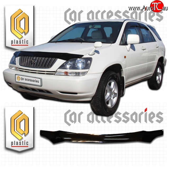 2 079 р. Дефлектор капота CA Plastic  Toyota Harrier  XU10 (1997-2003) дорестайлинг, рестайлинг (Classic черный, Без надписи)  с доставкой в г. Майкоп