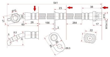 Тормозной шланг SAT (передний) Toyota Harrier  XU10 - Mark 2  Qualis