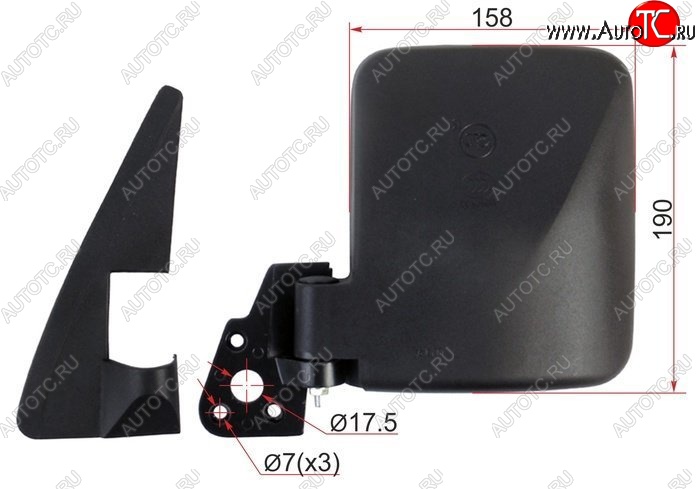 329 р. Левое универсальное боковое зеркало заднего вида SAT (190x158 SR1200) Toyota Hiace (1977-1982)  с доставкой в г. Майкоп